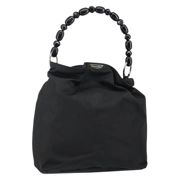 DIOR Maris Pearl Hand Bag Nylon Black Silver - Picture 1 of 12